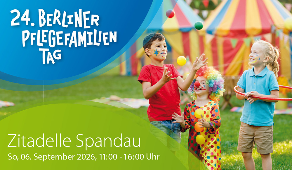 Banner Pflegefamilientag 2026 in der Zitadelle Spandau am 6. September 2026