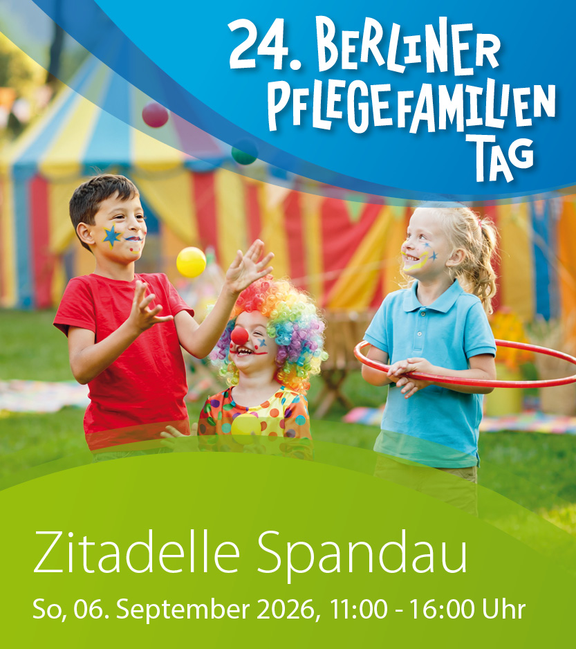 Banner Pflegefamilientag 2026 in der Zitadelle Spandau am 6. September 2026