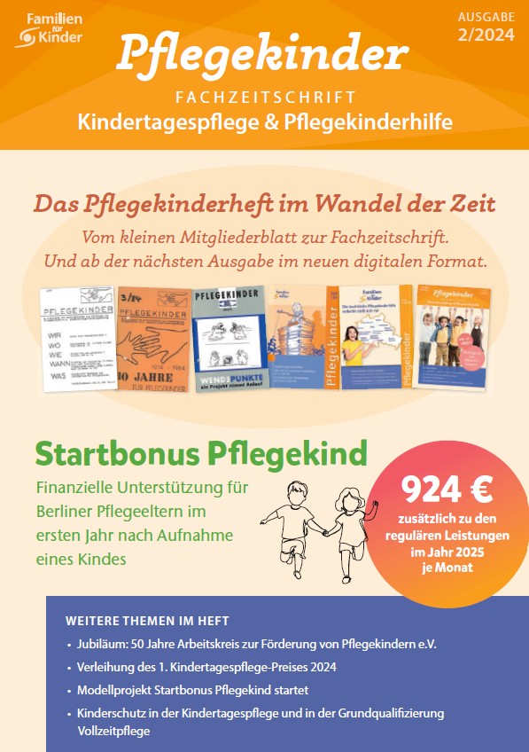 Titelblatt der Fachzeitschrift "Pflegekinder" 2/2024